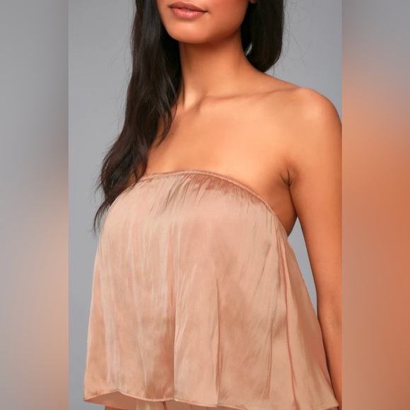 Lulu’s Catia Blush Satin Strapless Romper - Picture 5 of 7